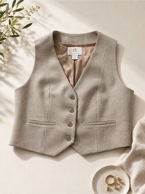 House of Harlow 1960 Neutral Cream Tailored Vest